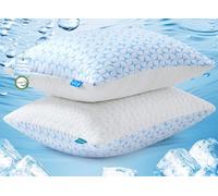 QUTOOL Firm Pillow Shredded Memory Foam, Cooling Pillow for Hot Sleeper, Adjustable Bed Pillow for Side Back Stomach Sleepers, Washable Cover, CertiPUR-US Certified, Standard Size Set of 2