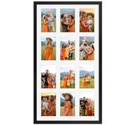 QUTREY 12 Opening Collage Picture Frame 4x6, Black Photo Frame Collage Display Multiple 4 by 6 inch Photos with Mat for Wall