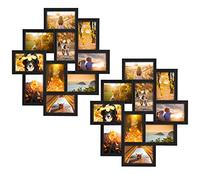 QUTREY 2 Pack 10 Opening 4x6 Black Collage Picture Frames Set for Wall Decor, Multiple Frames Displays Ten 4 by 6 Inch Photos