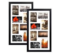 QUTREY 4x6 Black Collage Picture Frames Set of 2, 8 Openings Matted Collage Frame for 4x6 Pictures to Display 16 Multi Photos for Wall