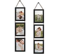 QUTREY 5x7 Collage Picture Frames Black, 6 Openings Vertical Hanging Photo Frame Set Display 5 by 7 inch Pictures for Wall Decor, 2 Pack
