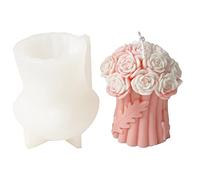 Qutsvosh 1 Piece 3D Lily Bouquet Candle Silicone Mold Bow Bouquet Cake Chocolate Silicone Mold Silicone