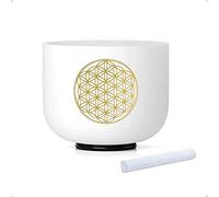 Qutsvosh 528HZ C Note Bowl 8 Inch Flower of Life Crystal Singing Bowl Sound Bath Sound Healing Chakra Singing Bowl Quartz Sand Crystal Singing Bowl