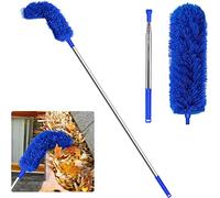 Qutsvosh Gutter Cleaning Brush Roofing Tool with Telescopic Extendable Pole 8.2Ft Guard Cleaner Tool Easy Remove Leave, blue