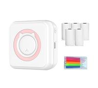 Qutsvosh Mini Portable Thermal Printer Wireless Bluetooth Printer Multifunctional Label Printer with Thermal Paper+Color Pen B