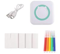 Qutsvosh Mini Portable Thermal Printer Wireless Bluetooth Printer Multifunctional Label Printer with Thermal Paper+Color Pen A