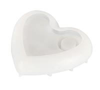 Qutsvosh Silicone Shape Candle Holder White Candle Holder Mold Heart -Shaped Silicone Shapes Epoxy Resin for Candlestick Tray Jewelry Organizer