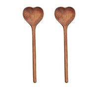 Qutsvosh Wooden Heart-Shaped Spoons Heart Shaped Wooden Spoons (2Pcs) - Small Wooden Spoons for Condiment, Salt, Sugar