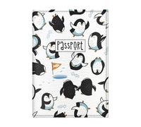 Quttie Passport Cover for Kids, Women and Men, Cute Travel Passport Holder, 15. Penguin Pattern, Soft Cover