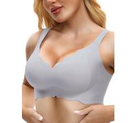 Quttlzze Scalloped Lift Bras for Women No Underwire Buttery Soft Push Up Wireless Bras V Neck Seamless Bralettes, U Neck-b-grey, XL