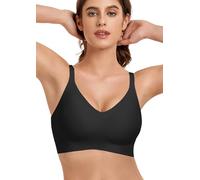 Quttlzze Womens Wireless Jelly Bras No Underwire Seamless Push Up Bra Ultra Soft Comfortable Tshirt Bralette Full Coverage, Black, XL