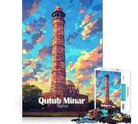 Qutub Minar, India 1000 Pieces Jigsaw Puzzles for Adults Mind Exercise Toy Relax Time Precision Cut Stylish Gift (38x26cm)