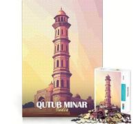 Qutub Minar, India Hard Jigsaw Puzzle for Adults 1000 Pieces Mind Challenge Toy Gentle Leisure Precise Cut Memorable Gift (38x26cm)