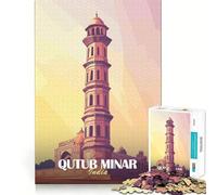 Qutub Minar, India Jigsaw Puzzle 1000 Piece for Adults Mind Game Toy Peaceful Fun Neat Cut Art Collection Piece (50x75cm)