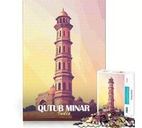 Qutub Minar, India Jigsaw Puzzles for Adults1000 Pieces Memory Gain Stress Relief Design Assembly Memorable Gift (38x52cm)