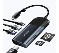 QUUGE 6-in-1 USB C HUB with 4K@60Hz HDMI, 100W PD/10Gbps USB-C Port, 2xUSB 3.0 (5Gbps), SD/TF Card Reader, Multiport Adapter Hub for MacBook Pro/Air, Dell XPS