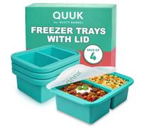 QUUK Silicone Freezer Tray Moulds with Lid - 250ml (1 Cup) Portions - Stackable Food Storage Containers for Meal Prep, Soup, Sauce & Batch Cooking - BPA Free, Easy Release - Souper Cubes