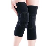 QUUPY 1 Pair Elastic Knit Leg Warmers Knee Braces Sleeves Wraps Support Protector Comfortable Knee Brace Compression Knee Pad for Men Women Outdoor Sports Daily (Black)