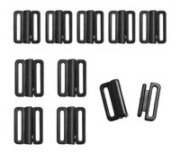 QUUPY 10Pcs 1.2cm+1.5cm Black Plastic Front Closure Buckles, Bra Strap Hooks and Clasps, Replacement Fasteners for Lingerie, Bikini, Swimwear, Garment Repair and DIY Sewing Crafts