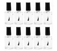 QUUPY 10PCS 15ml Clear Glass Empty Nail Polish Bottles with Brush Caps, Refillable Nail Art Containers