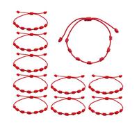 QUUPY 10Pcs Red String Bracelet 7 Knots Adjustable Lucky Charm Braided Bracelets for Protection Good Luck Friendship Lovers