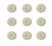 QUUPY 10Pcs Silver Rhinestone Pearl Flower Embellishments