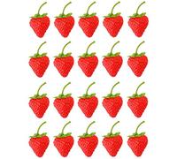 QUUPY 10PCS Simulation Strawberry Artificial Lifelike Small Strawberry Fake Fruit Model for Home Kitchen Model Hotel Decoration (Red)