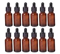 QUUPY 12PCS 20ml Amber Glass Dropper Bottles 0.7oz Amber Glass Bottles with Eye Droppers Tincture Bottles Leak Proof Travel Bottles for Essential Oils and Liquids