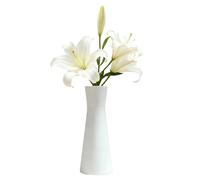QUUPY 18cm White Ceramic Conical Bud Vase, For Home And Wedding Decor