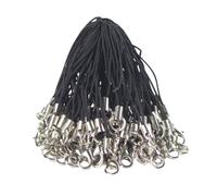 QUUPY 20Pcs Phone Split Ring Strap Phone Ring Strap Pendant Rope with lobster clasp DIY Lanyard Decorations for Hanging Charms Jewelry Accessory(Black)
