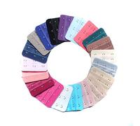 QUUPY 20Pcs Womens Bra Extenders Multi Colour Bra Extension Straps Elastic Stretchy Bras Extension Strap 3 Rows x 3 Hooks Womens Elastic Extenders