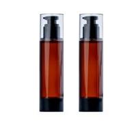 QUUPY 2Pcs 100ml/3.4oz Amber Empty Plastic Airless Pump Bottles Refillable Lotion Pump Bottles Vacuum Cosmetic Storage Container for Toiletries Foundation Cream
