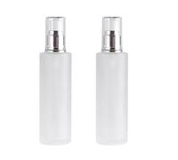 QUUPY 2PCS 100ml/3.5oz Empty Refillable Frosted Glass Foundation Bottle Travel Pump Containers Makeup Cosmetic Storage Vials Jar Pot for Lotion Cream Serums Liquids