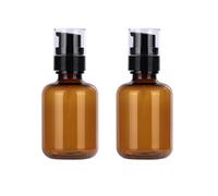 QUUPY 2Pcs 150ML/5OZ Brown Plastic Lotion Pump Bottle Empty Makeup Emulsion Liquids Storage Container Refillable Cosmetic Dispenser With Press Pump