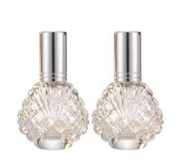 QUUPY 2Pcs 15ML/0.5OZ Perfume Glass Spray Bottle Empty Glass Perfume Atomiser Refillable Fine Mist Atomizer Cosmetic Containers for Travel Home (Transparent)