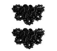 QUUPY 2Pcs 7.3x4.7cm Black Bow Shoe Clips, Detachable Rhinestone Beading Shoe Embellishment, Decorative Buckle for High Heels, Flats, Bridal Wedding and Party Decorations