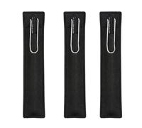 QUUPY 3Pcs 16.5x3.5CM Leather Pen Pouch Sleeve Pencil Protective Cover Holder Single Fountain Pen Holder Case for Fountain Pens Ballpoint Pencils Office Travel(Black)