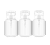 QUUPY 3Pcs 200ml Transparent Nail Polish Remover Bottles with Push Down Pump Dispenser, Unscented