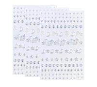 QUUPY 3Sheets Acrylic Face Gem Stickers, Butterfly Moon Star Jewels