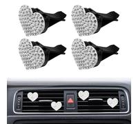 QUUPY 4Pcs Bling Heart Air Vent Clips, White