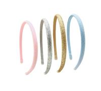 QUUPY 4Pcs Mixed Colour Thin Glitter Headbands for Girls