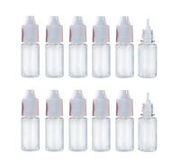 QUUPY 50Pcs 10ml Clear Plastic Squeezable Dropping Bottles Refillable Empty Eye Liquid Dropper Vials Sample Packing Storage Container with White Screw Cap and Removable Plug