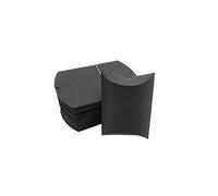 QUUPY 50PCS Black Paper Pillow Boxes with Ribbons - Gift Box for Candy, Cookies, Jewelry, Party Favors - Multi-purpose Occasion - 9x6.5x2.4cm