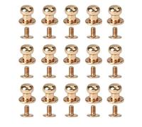 QUUPY 50PCS Round Head Solid Brass Screw Button Stud Slotted Nailhead Screwback Screw Spot Nail Rivet for Leather Rivet Gold