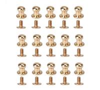 QUUPY 50PCS Round Head Solid Brass Screw Button Stud Slotted Nailhead Screwback Screw Spot Nail Rivet for Leather Rivet Gold