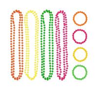 QUUPY 8Pcs Neon Bead Necklaces and Bracelets Set, Colorful for 80s Party