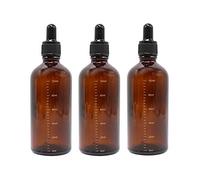 QUUPY Amber Glass Bottle with Glass Dropper Refillable Graduated Scale Essential Oil Dropper Bottle Diffuser Beauty Oil Blend 3 Pack 100ml