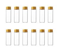 QUUPYSTORE 12 Pcs 15ml Clear Glass Bottles with Aluminium Screw Lids Mini Empty Glass Vials Small Sample Containers for Liquid Powder Jewellery Wedding Party Favours Wish Crafts