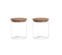 QUUPYSTORE 2Pcs 200ml 6.8oz Clear Glass Jars with Bamboo Lids Airtight Glass Canisters Kitchen Food Storage Container Jars Pots Bottles for Pantry Organization Sealed Can Tank