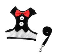 QUUPYSTORE Cat Harness and Leash Set Formal Tuxedo Style Breathable Mesh | Decorative bow tie design; secure metal clasp connection; matching walking leash included; fits small cats and tiny dog